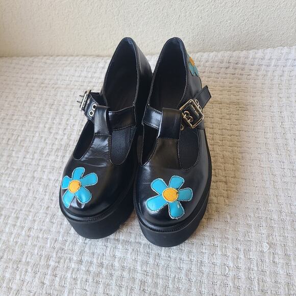 Megan Flower Print Platform Block Heel Mary Jane Shoes Women's Size 9.5 - Picture 2 of 13
